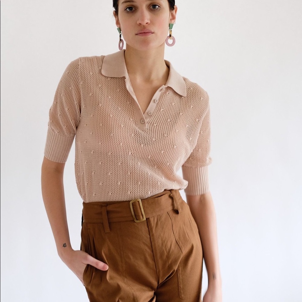 Cotton by Autumn Cashmere popcorn mesh polo